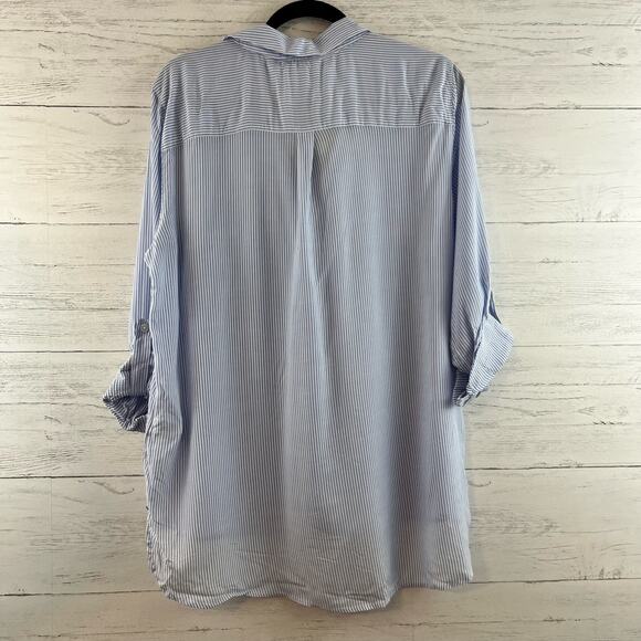 Next NWT Blue White Stripe Button Down Tunic Size 10 - Picture 2 of 8